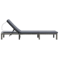 Patio Sun Lounger, Anthracite Gray Poly Rattan, Polyester Cushion 77 Inch - BM340546