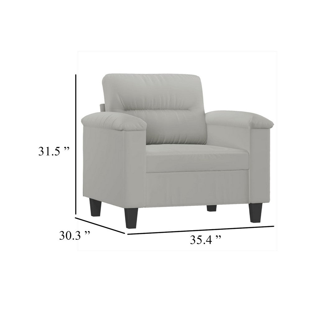 Sofa Chair, Gray Microfiber, Tapered BLock Legs, 35 Inch - BM340547