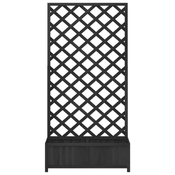 Planter Box with Vertical Trellis, 71 Inch, Black Solid Fir Wood - BM340548