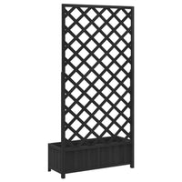 Planter Box with Vertical Trellis, 71 Inch, Black Solid Fir Wood - BM340548