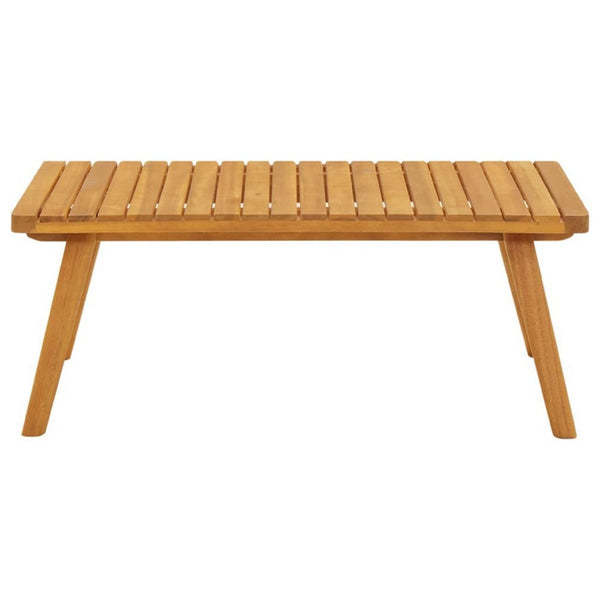 Outdoor Coffee Table, 35 Inch, Brown Solid Acacia Wood, Slatted Top - BM340549