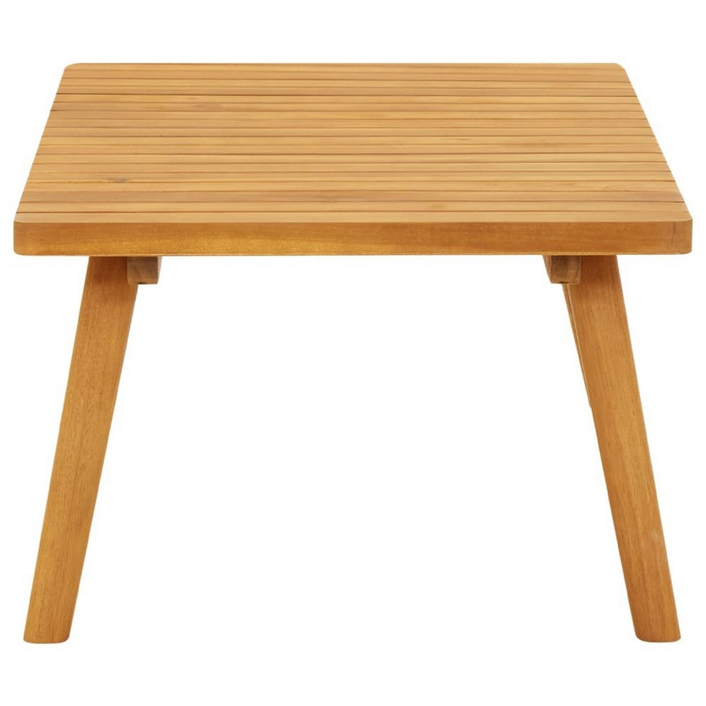 Outdoor Coffee Table, 35 Inch, Brown Solid Acacia Wood, Slatted Top - BM340549