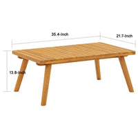 Outdoor Coffee Table, 35 Inch, Brown Solid Acacia Wood, Slatted Top - BM340549