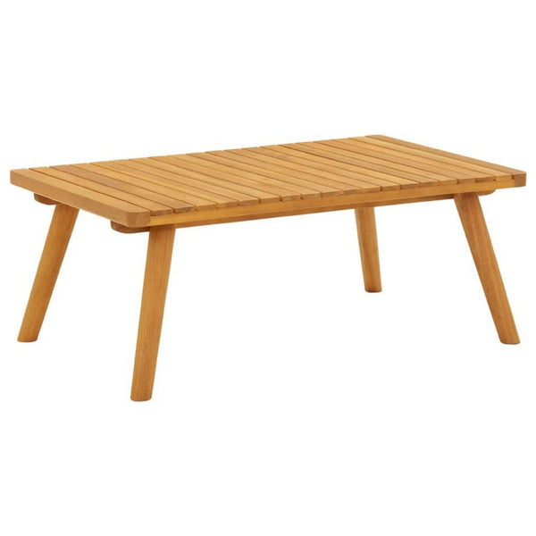 Outdoor Coffee Table, 35 Inch, Brown Solid Acacia Wood, Slatted Top - BM340549