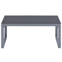 Coffee Table, Silver Aluminum Sled Base, 35 Inch Rectangular Glass Top - BM340550