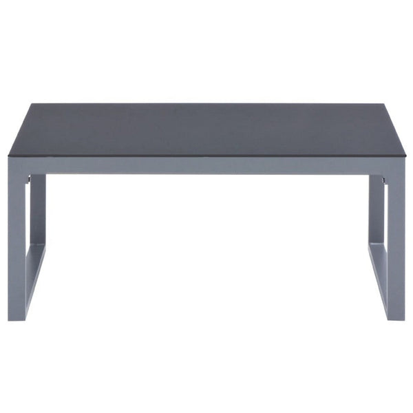 Coffee Table, Silver Aluminum Sled Base, 35 Inch Rectangular Glass Top - BM340550