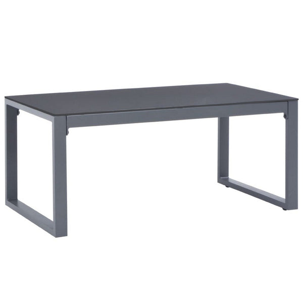 Coffee Table, Silver Aluminum Sled Base, 35 Inch Rectangular Glass Top - BM340550