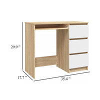 Computer Desk, Faux Oak Brown Wood, 3 Drawers, Keyboard Tray, 35 Inch - BM340551