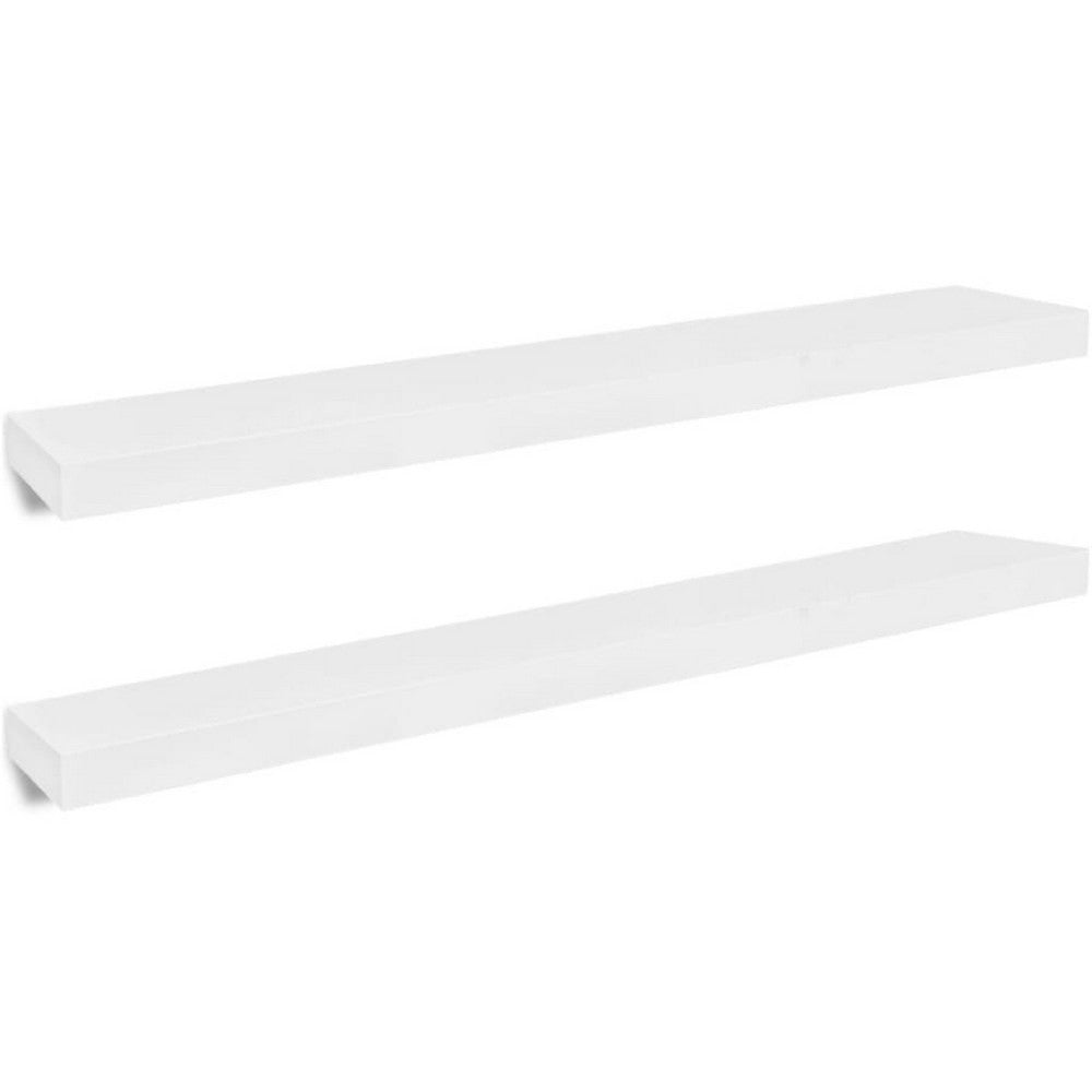 Zyno Floating Wall Shelves Set of 2, Matte White MDF Body - BM340552