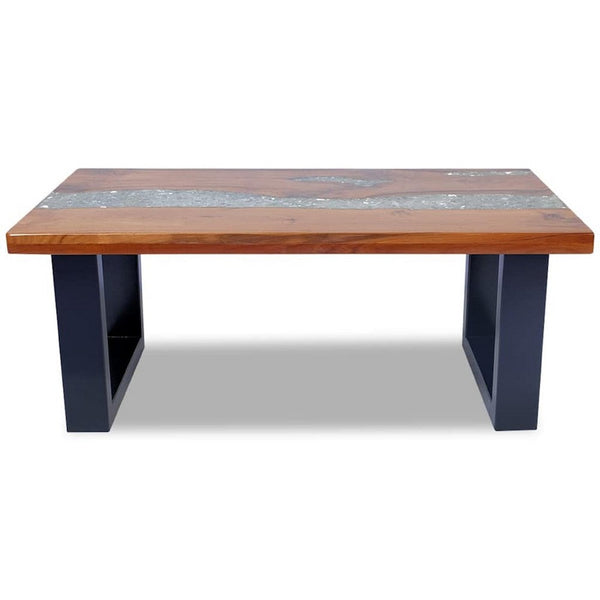 Coffee Table, 39 Inch Brown Mango Wood Top, Black Sled Base - BM340553