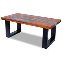 Coffee Table, 39 Inch Brown Mango Wood Top, Black Sled Base - BM340553