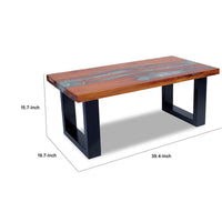 Coffee Table, 39 Inch Brown Mango Wood Top, Black Sled Base - BM340553