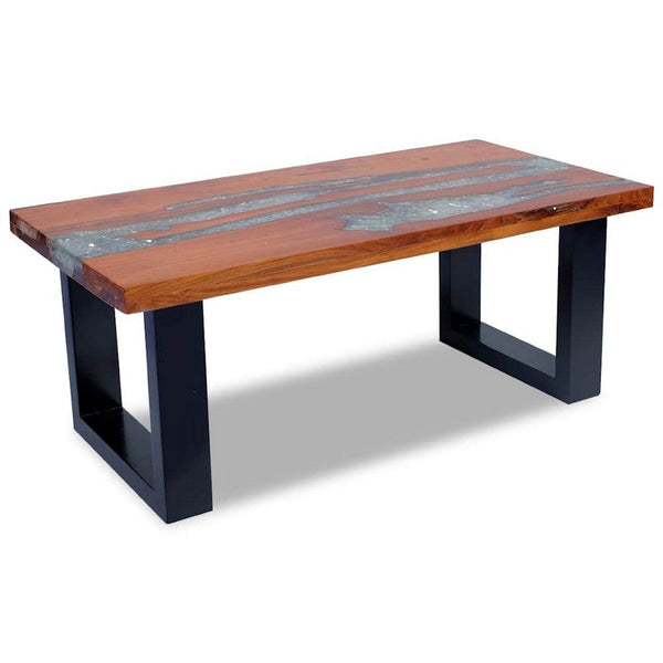 Coffee Table, 39 Inch Brown Mango Wood Top, Black Sled Base - BM340553