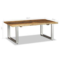 Coffee Table, 39 Inch Brown Reclaimed Wood Top, Metal Sled Base - BM340555