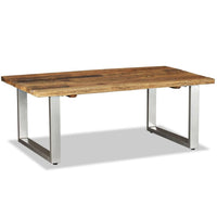 Coffee Table, 39 Inch Brown Reclaimed Wood Top, Metal Sled Base - BM340555