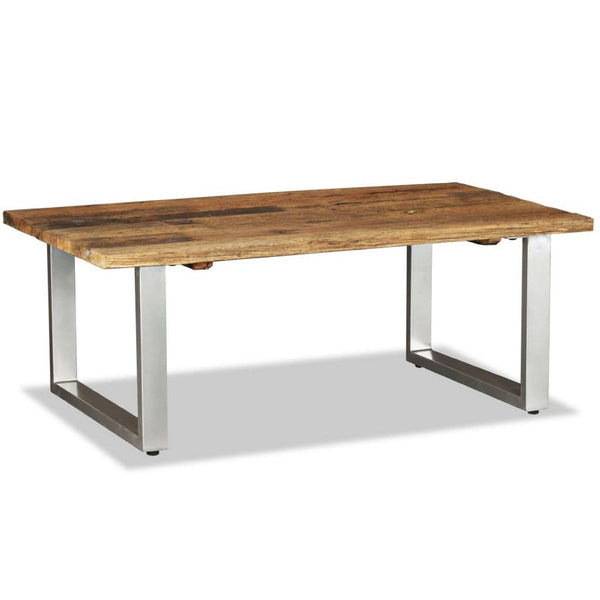 Coffee Table, 39 Inch Brown Reclaimed Wood Top, Metal Sled Base - BM340555