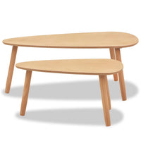 Dose Nesting Coffee Table Set of 2, Brown Oval Top, Solid Pine Wood - BM340557
