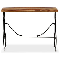 Sofa Console Table, Brown Sheesham Wood Top, Black Metal Base, 39 Inch - BM340558