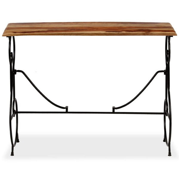 Sofa Console Table, Brown Sheesham Wood Top, Black Metal Base, 39 Inch - BM340558