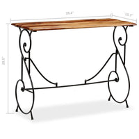 Sofa Console Table, Brown Sheesham Wood Top, Black Metal Base, 39 Inch - BM340558