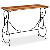 Sofa Console Table, Brown Sheesham Wood Top, Black Metal Base, 39 Inch - BM340558