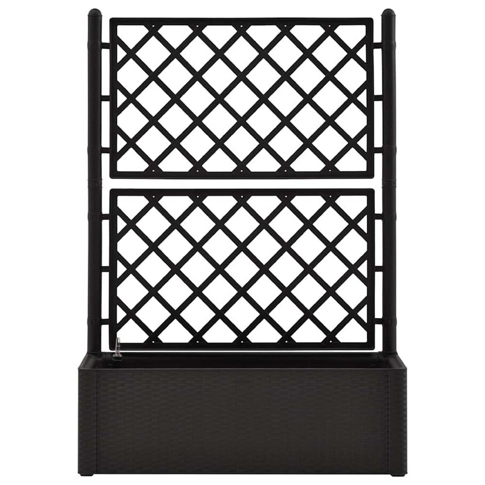 Planter Box with Trellis, 56 Inch Gray Plastic, Open Diamond Design - BM340561