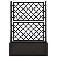 Planter Box with Trellis, 56 Inch Gray Plastic, Open Diamond Design - BM340561