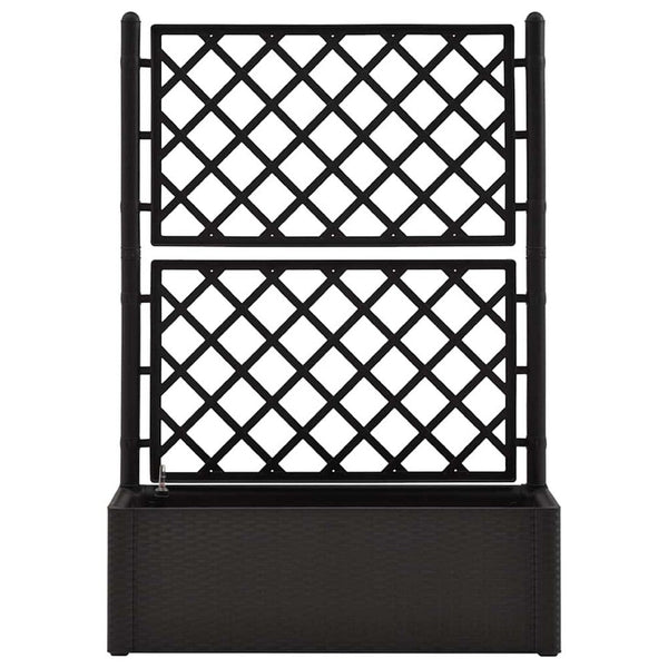 Planter Box with Trellis, 56 Inch Gray Plastic, Open Diamond Design - BM340561