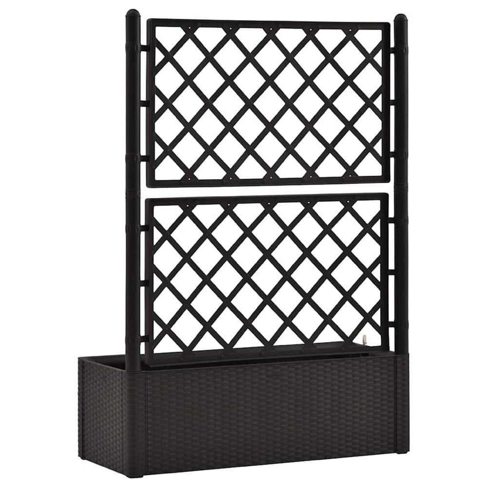 Planter Box with Trellis, 56 Inch Gray Plastic, Open Diamond Design - BM340561