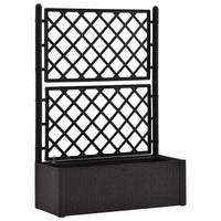 Planter Box with Trellis, 56 Inch Gray Plastic, Open Diamond Design - BM340561