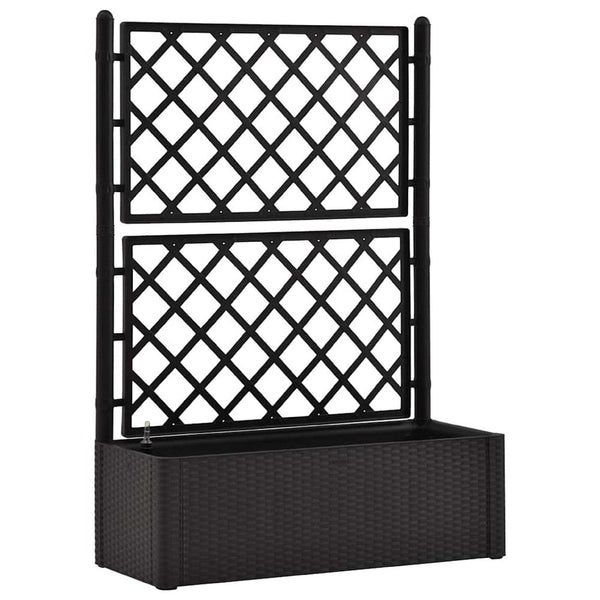 Planter Box with Trellis, 56 Inch Gray Plastic, Open Diamond Design - BM340561