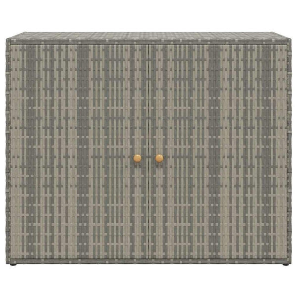 39 Inch Garden Storage Cabinet, 2 Doors, Gray Poly Rattan Body - BM340562