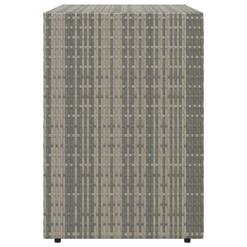 39 Inch Garden Storage Cabinet, 2 Doors, Gray Poly Rattan Body - BM340562