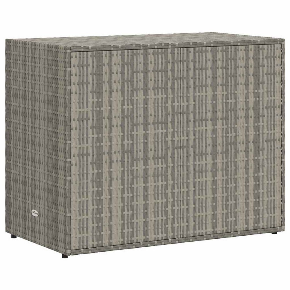 39 Inch Garden Storage Cabinet, 2 Doors, Gray Poly Rattan Body - BM340562
