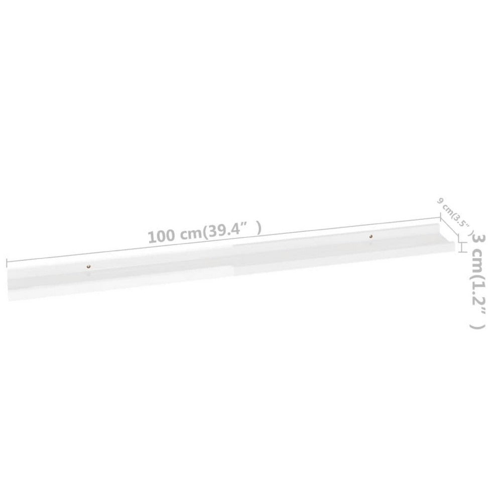 Yuli Modern Wall Shelf Set of 2, 39 Inch, White, Raised Ledge Design - BM340563