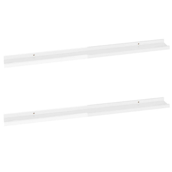 Yuli Modern Wall Shelf Set of 2, 39 Inch, White, Raised Ledge Design - BM340563