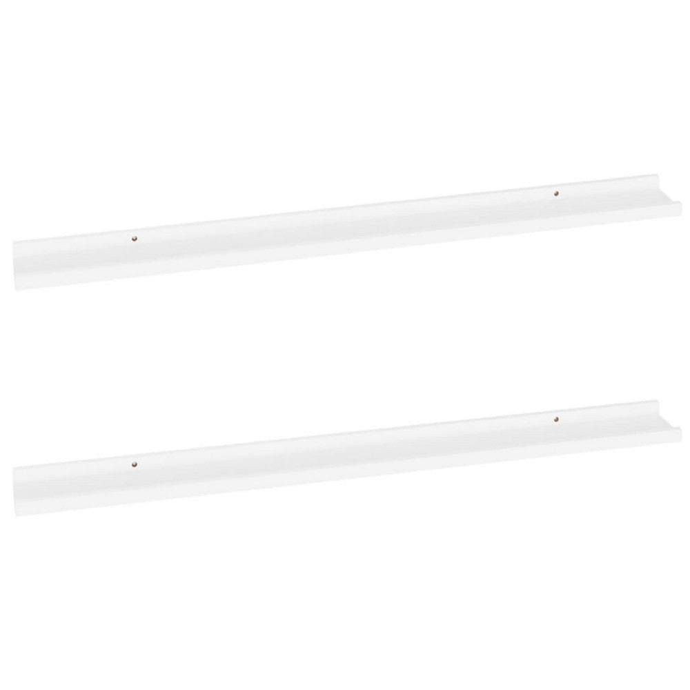 Yuli Modern Wall Shelf Set of 2, Raised Ledge Design, White MDF 39 Inch - BM340564