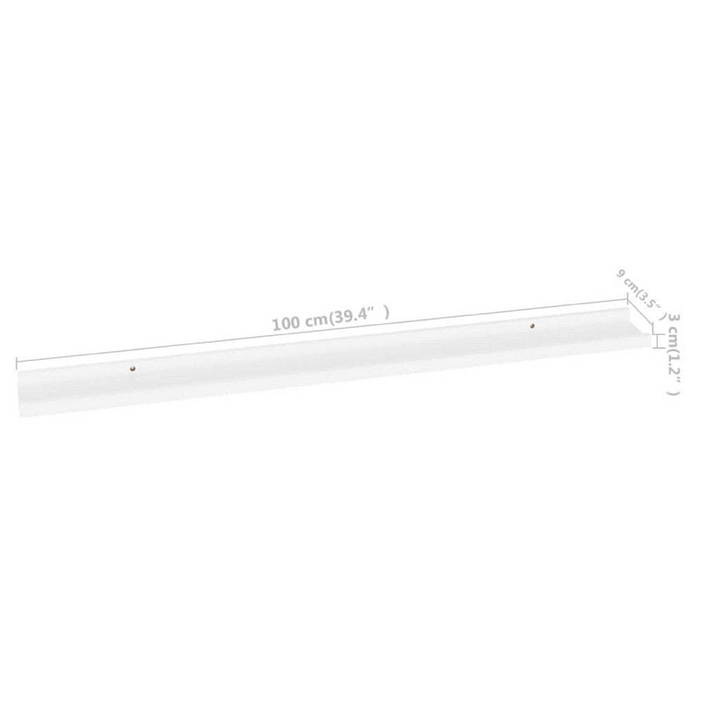 Yuli Modern Wall Shelf Set of 2, Raised Ledge Design, White MDF 39 Inch - BM340564