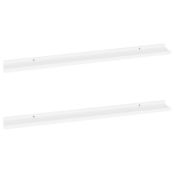 Yuli Modern Wall Shelf Set of 2, Raised Ledge Design, White MDF 39 Inch - BM340564