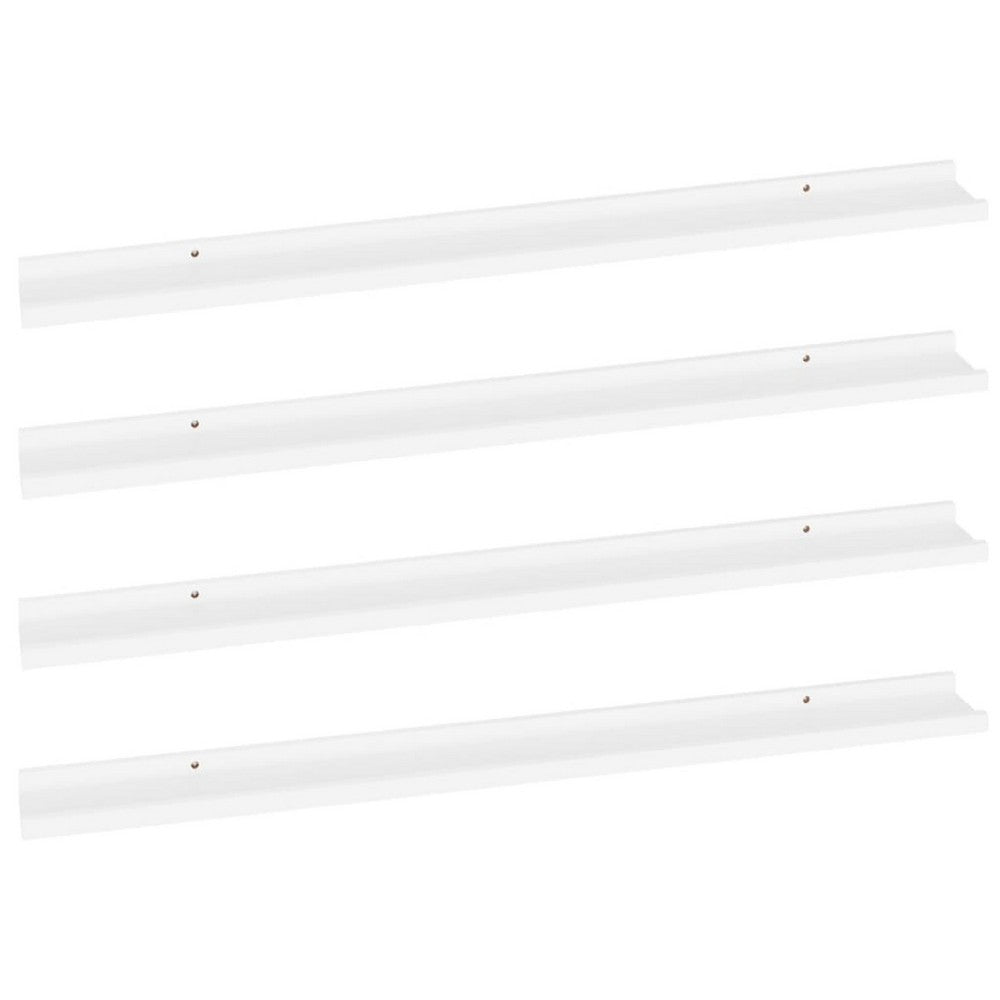 Yuli Modern Wall Shelf Set of 4, Raised Ledge Design, White MDF 39 Inch - BM340565