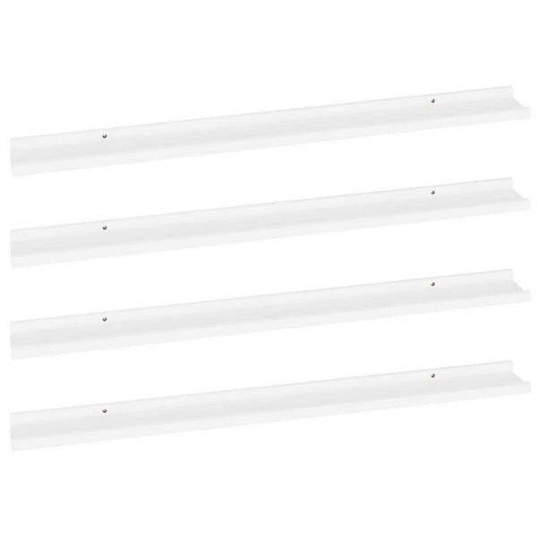 Yuli Modern Wall Shelf Set of 4, Raised Ledge Design, White MDF 39 Inch - BM340565