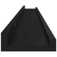 Yuli Modern Wall Shelf Set of 4, Raised Ledge Design, Black MDF 39 Inch - BM340566