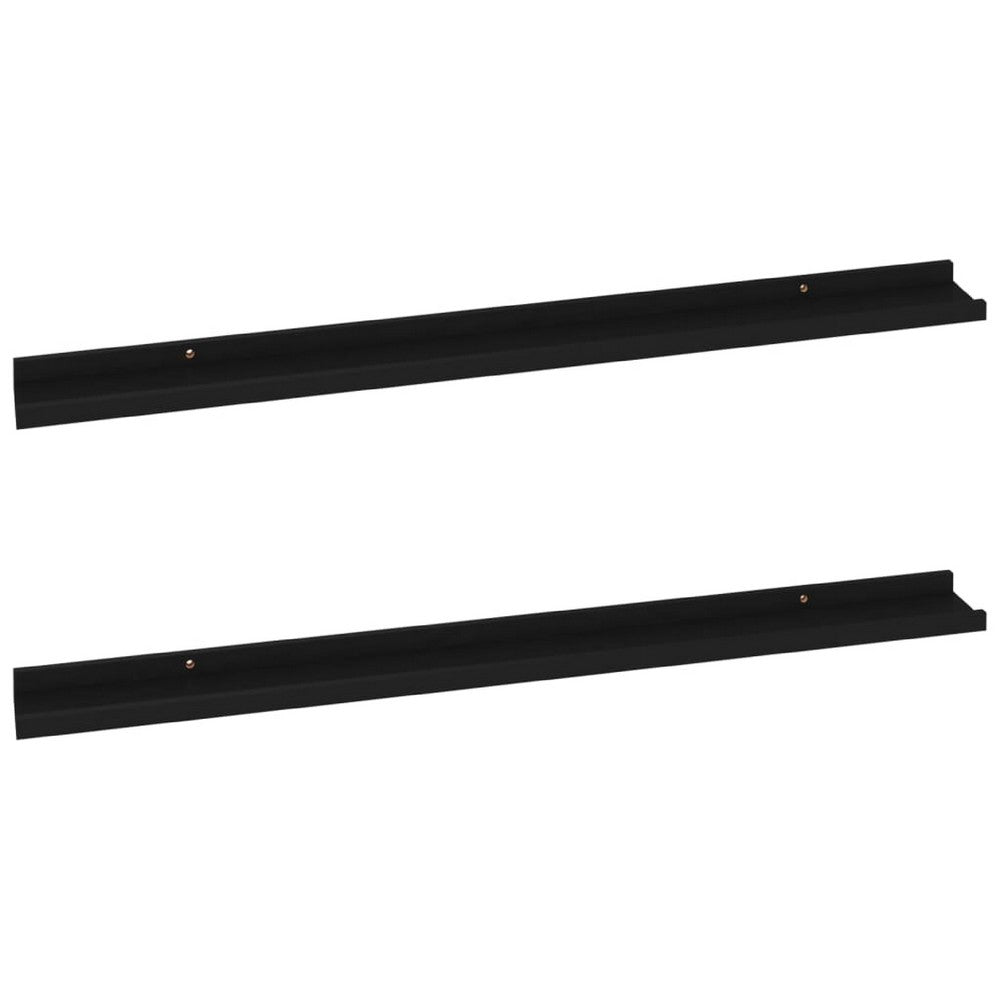 Yuli Modern Wall Shelf Set of 4, Raised Ledge Design, Black MDF 39 Inch - BM340566