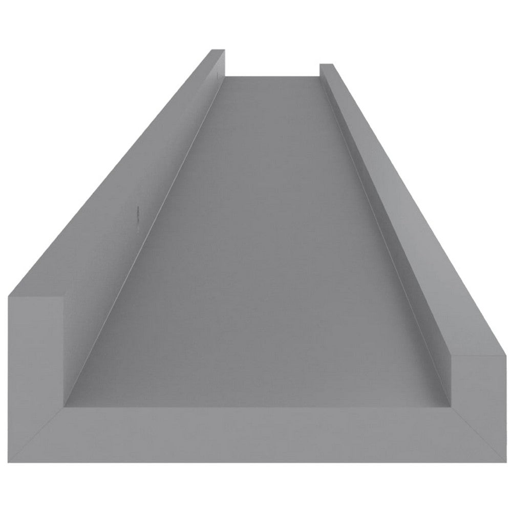 Yuli Modern Wall Shelf Set of 2, Raised Ledge Design, Gray MDF 39 Inch - BM340567