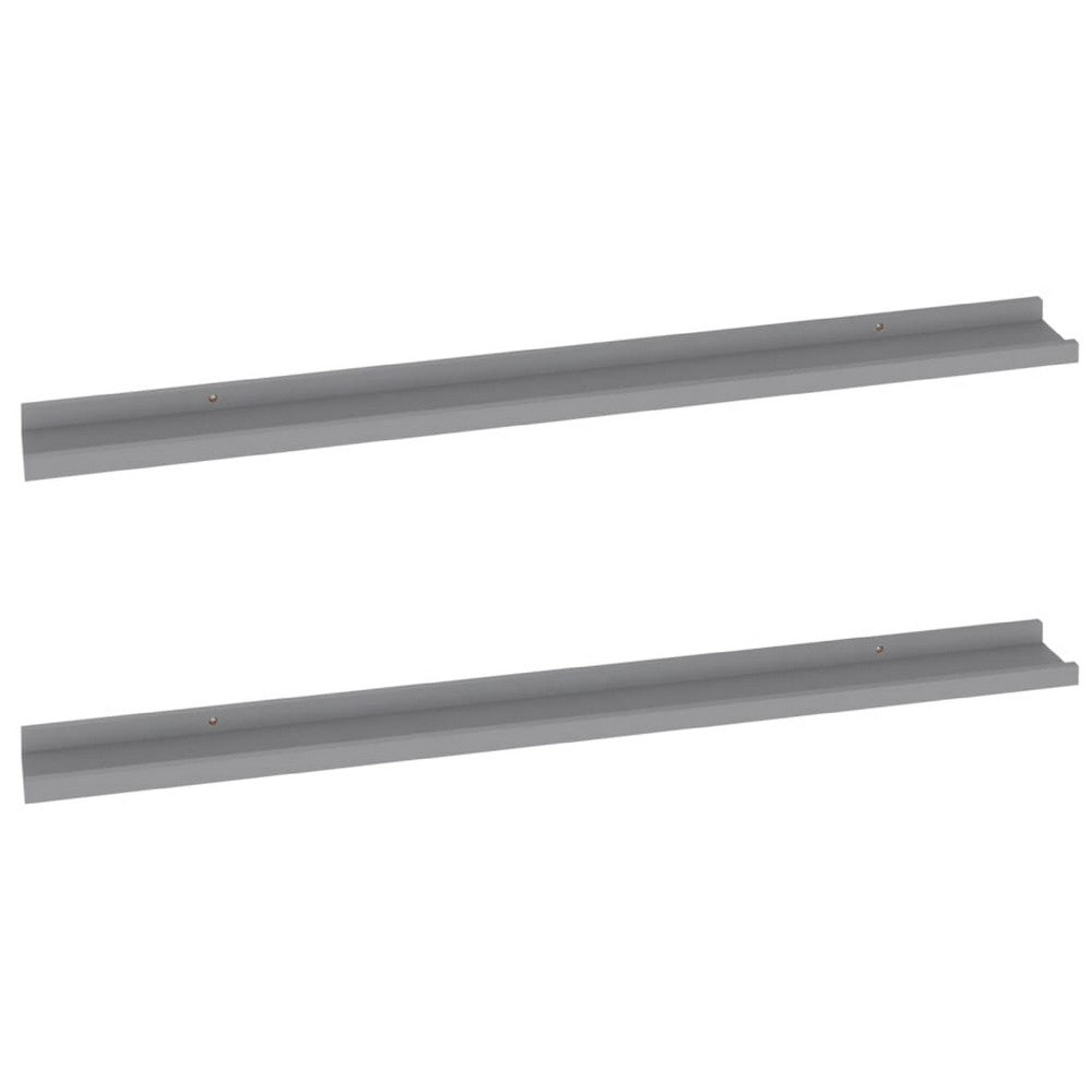 Yuli Modern Wall Shelf Set of 2, Raised Ledge Design, Gray MDF 39 Inch - BM340567