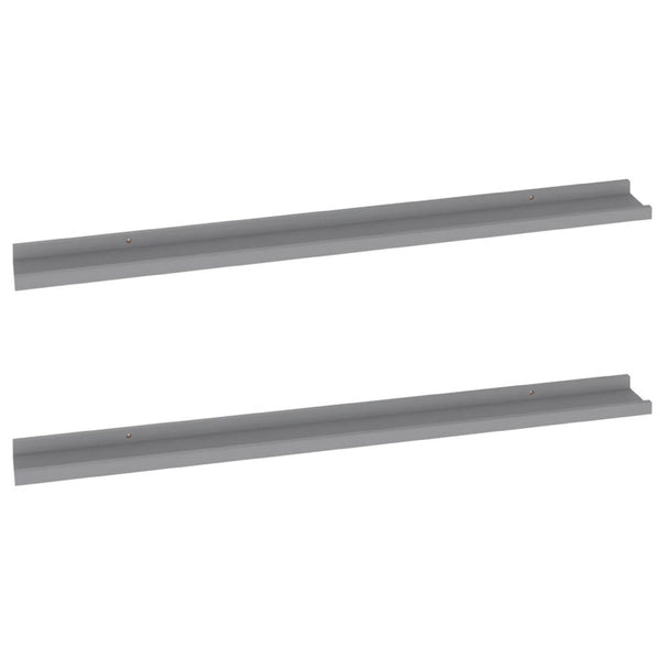 Yuli Modern Wall Shelf Set of 2, Raised Ledge Design, Gray MDF 39 Inch - BM340567