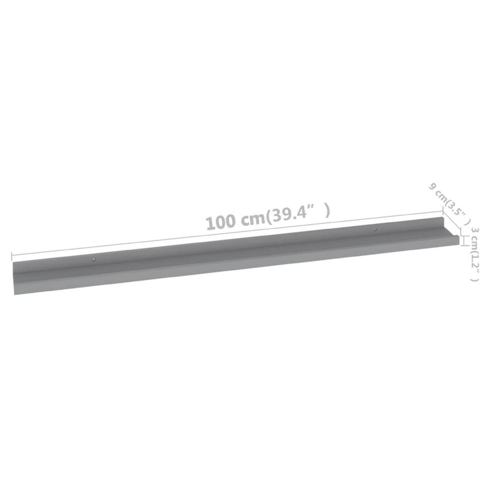 Yuli Modern Wall Shelf Set of 4, Raised Ledge Design, Gray MDF 39 Inch - BM340568