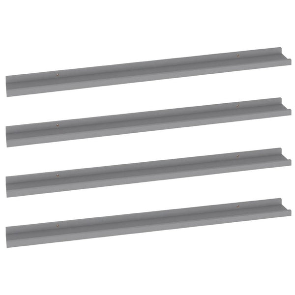 Yuli Modern Wall Shelf Set of 4, Raised Ledge Design, Gray MDF 39 Inch - BM340568