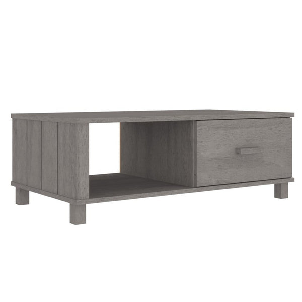 Coffee Table, 1 Drawer and 1 Shelf, Gray Solid Pine Wood, 39 Inch - BM340569