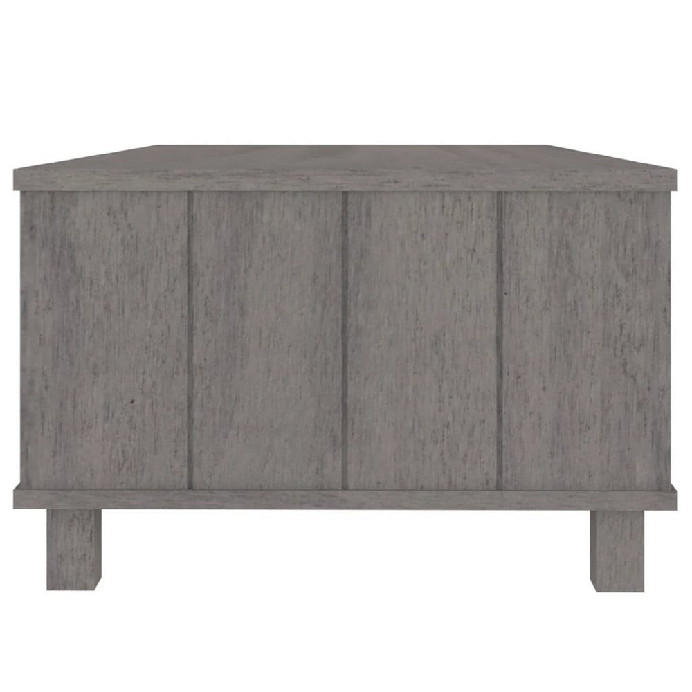 Coffee Table, 1 Drawer and 1 Shelf, Gray Solid Pine Wood, 39 Inch - BM340569